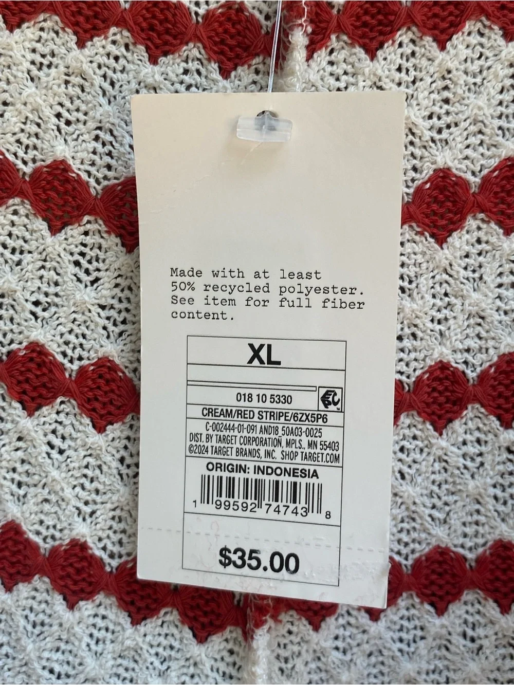 A New Day NWT Red and Cream Textured Jacquard Casual Pants Womens Size XL-Flaw